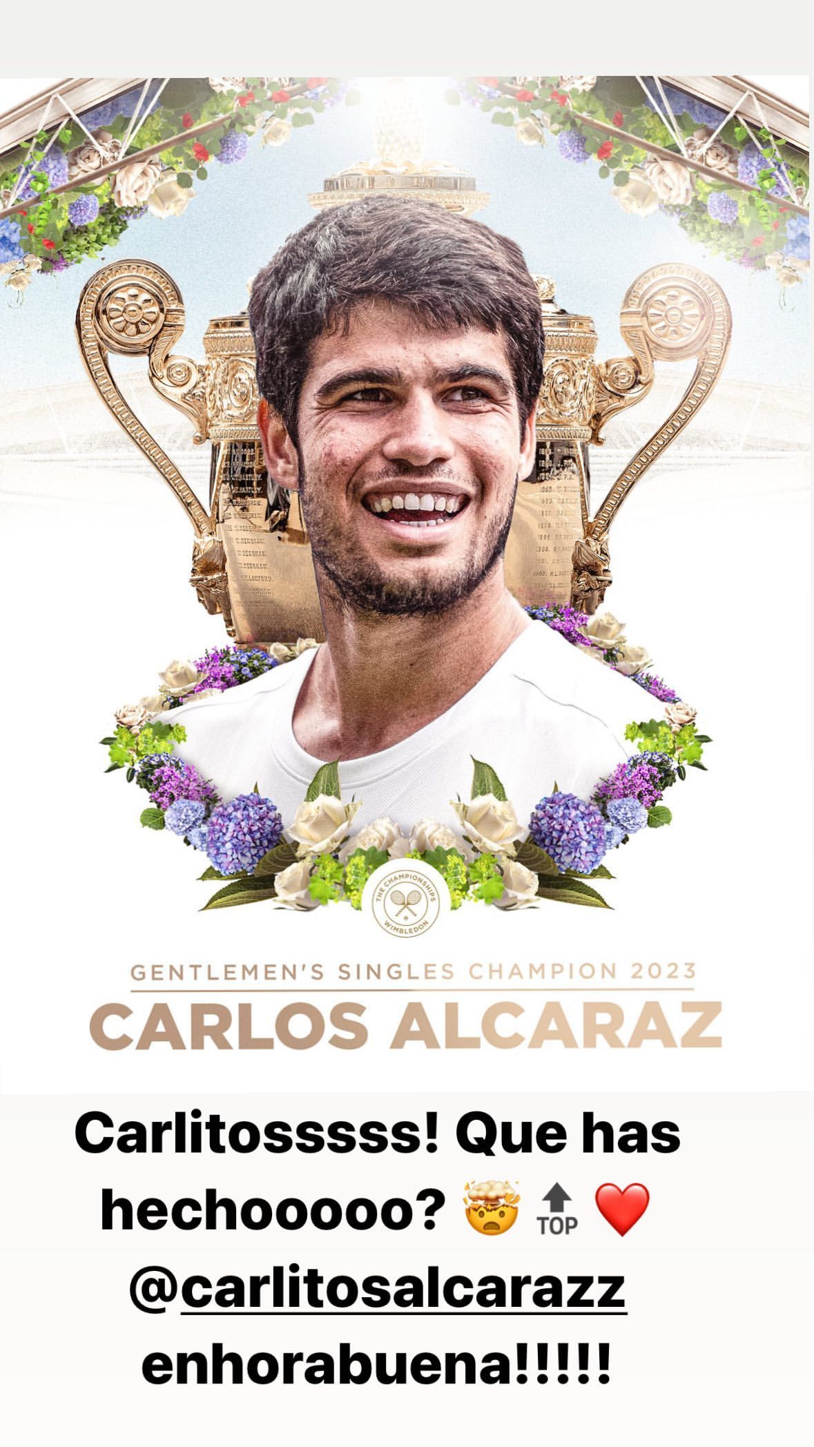 La felicitación de Badosa a Alcaraz.