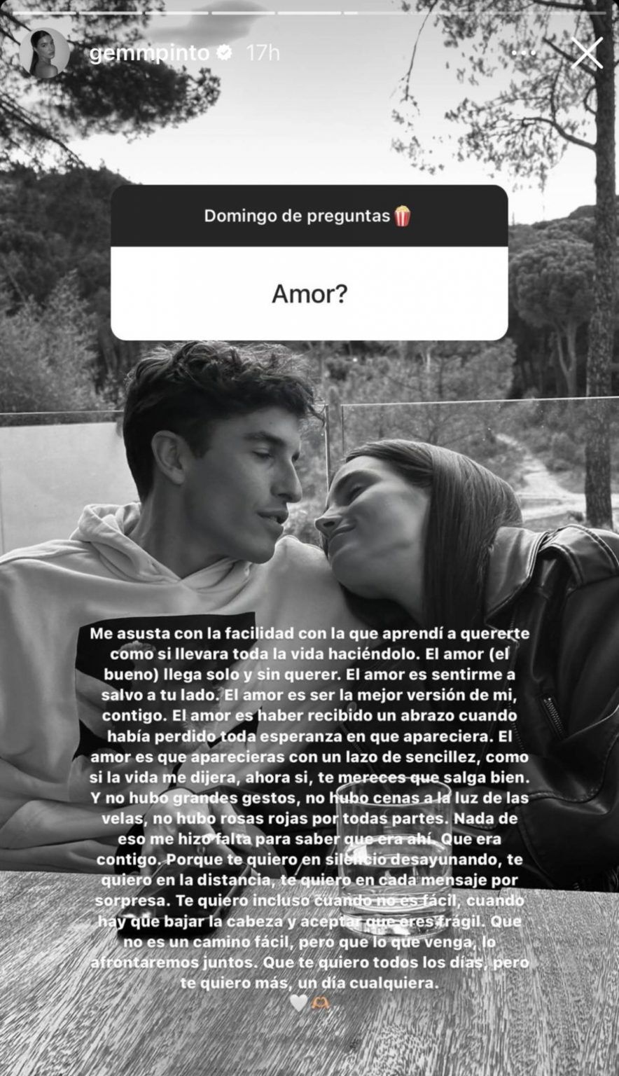 Captura de pantalla de la story de Gemma Pinto.