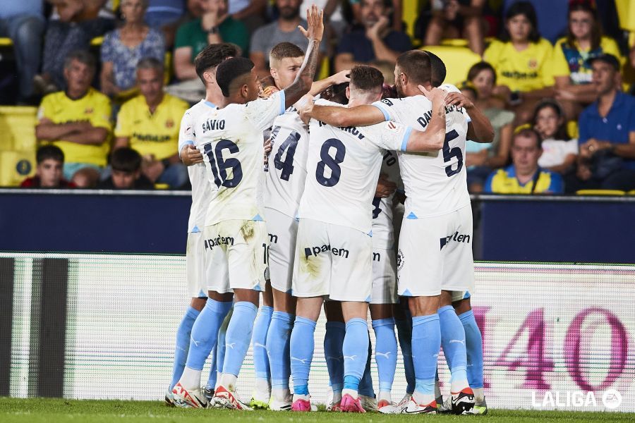  Celebración del Girona en su visita a Villarreal.