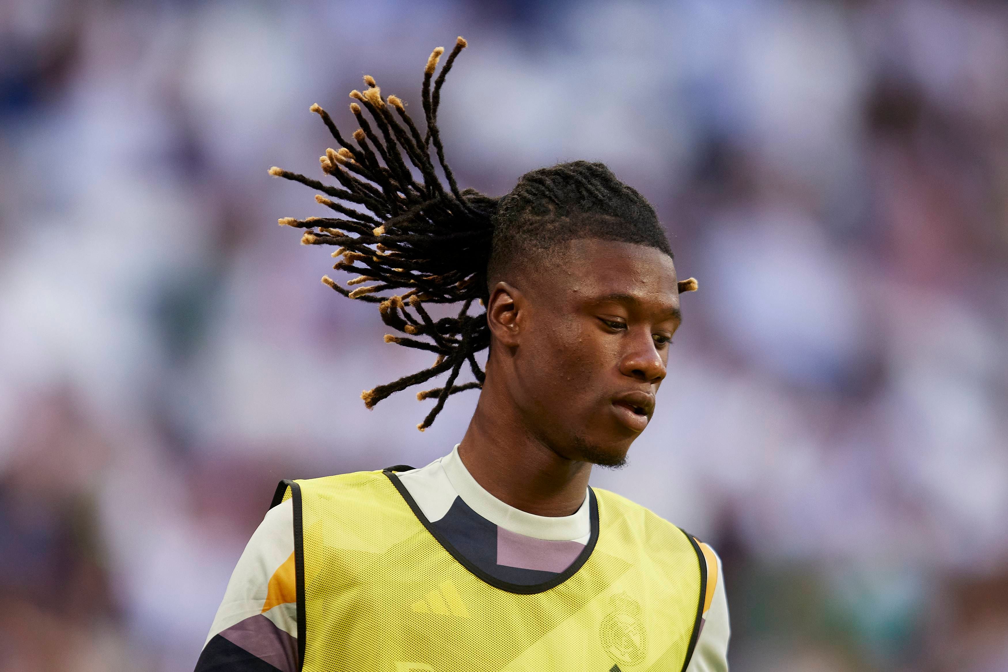 Eduardo Camavinga, en un calentamiento con el Real Madrid.