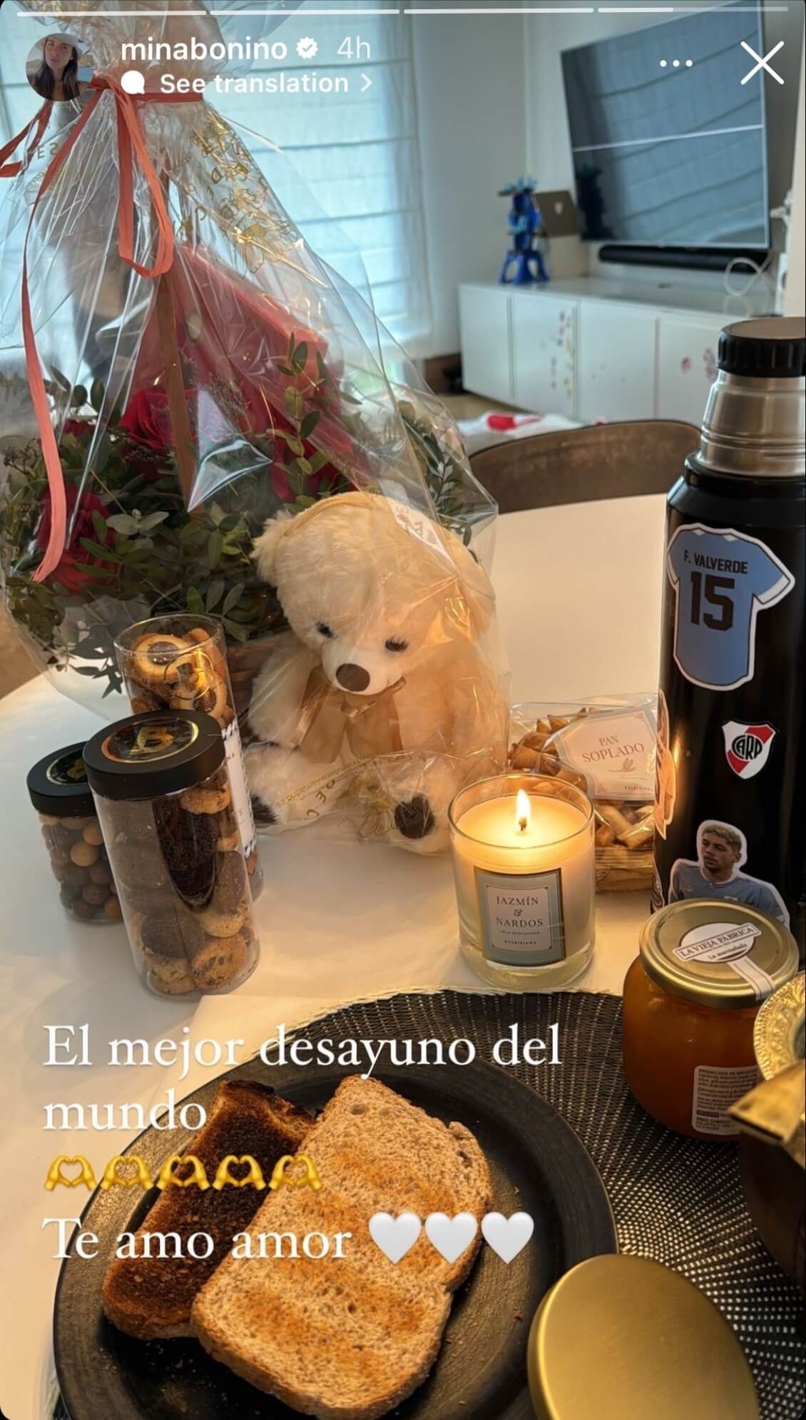 El desayuno que Fede Valverde preparó a Mina Bonino