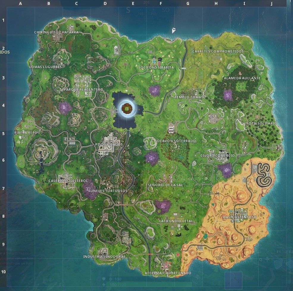 El mapa de la Temporada 6 de Fortnite, con las zonas corruptas