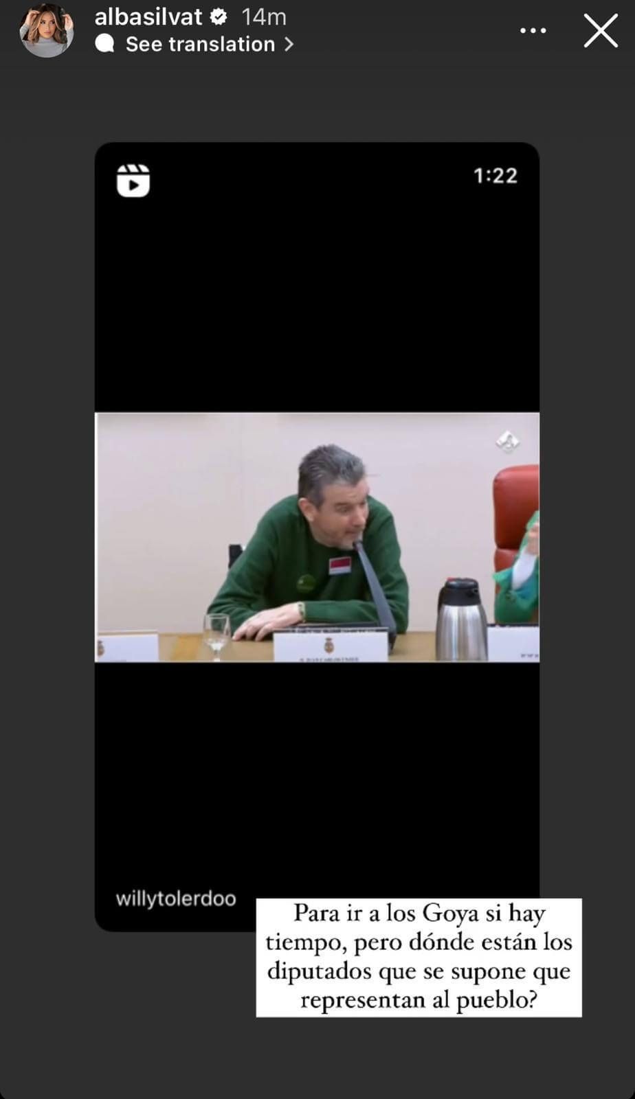  El mensaje de apoyo de Alba Silva a Unzué.