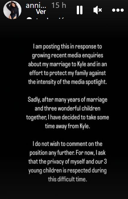 El mensaje de ruptura de Annie Kilner en Instagram (@annievkilner)
