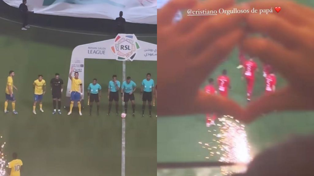  El saludo entre Cristiano Ronaldo y su hijo antes del partido (@georginagio)