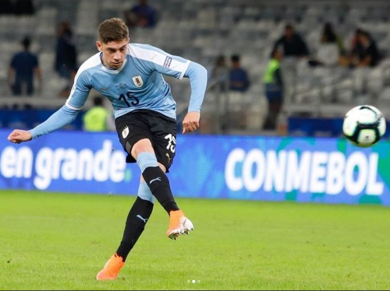 Fede Valverde en su debut con Uruguay en Copa América (@fedevalverde)