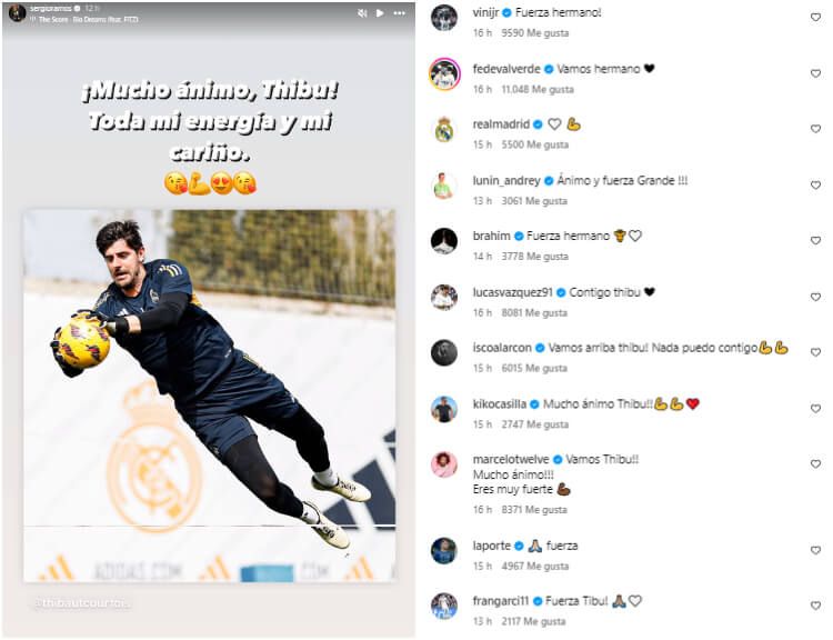 Algunos de los mensajes de apoyo que recibió Thibaut Courtois