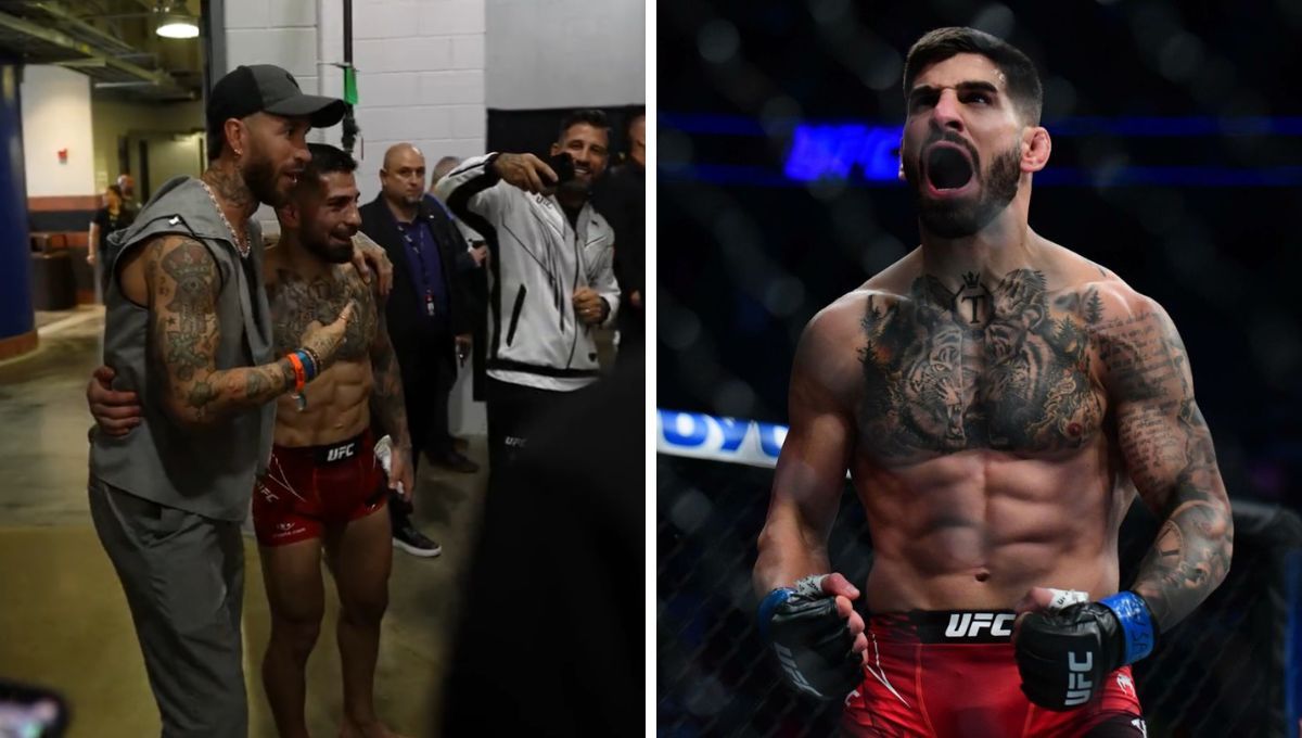 Ilia Topuria con Sergio Ramos tras ganar a Emmett.