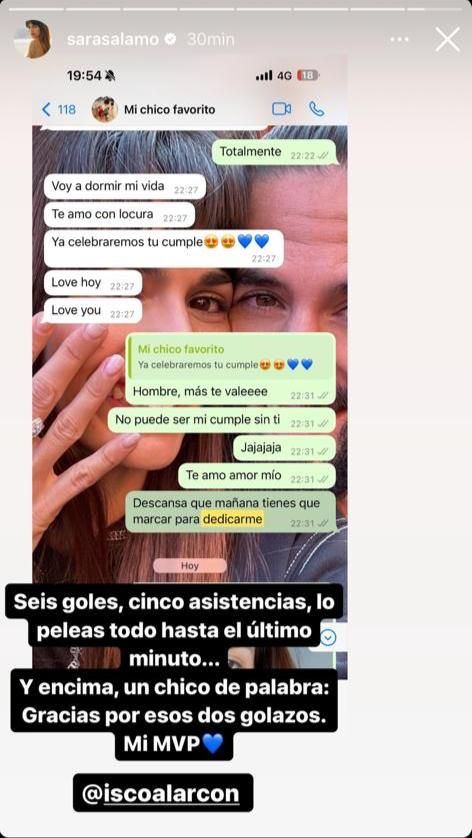 Isco cumple la promesa que le hizo a Sara Sálamo (@sarasalamo)