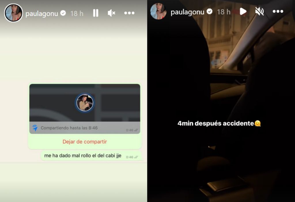  La conversación de Paula Gonu con la amiga y el momento del percance (@paulagonu)