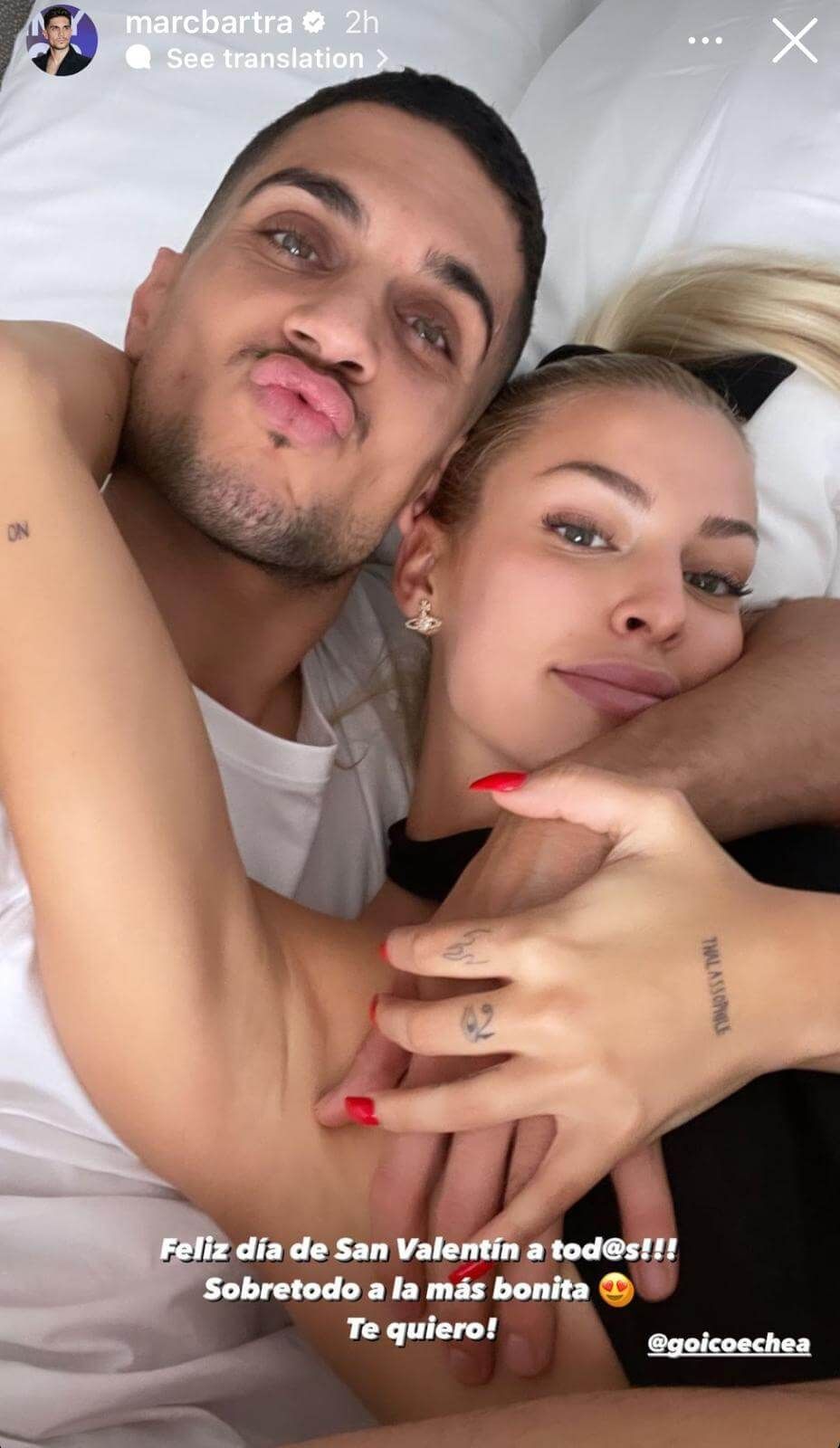  La felicitación de Marc Bartra a Jessica Goicoechea por San Valentín