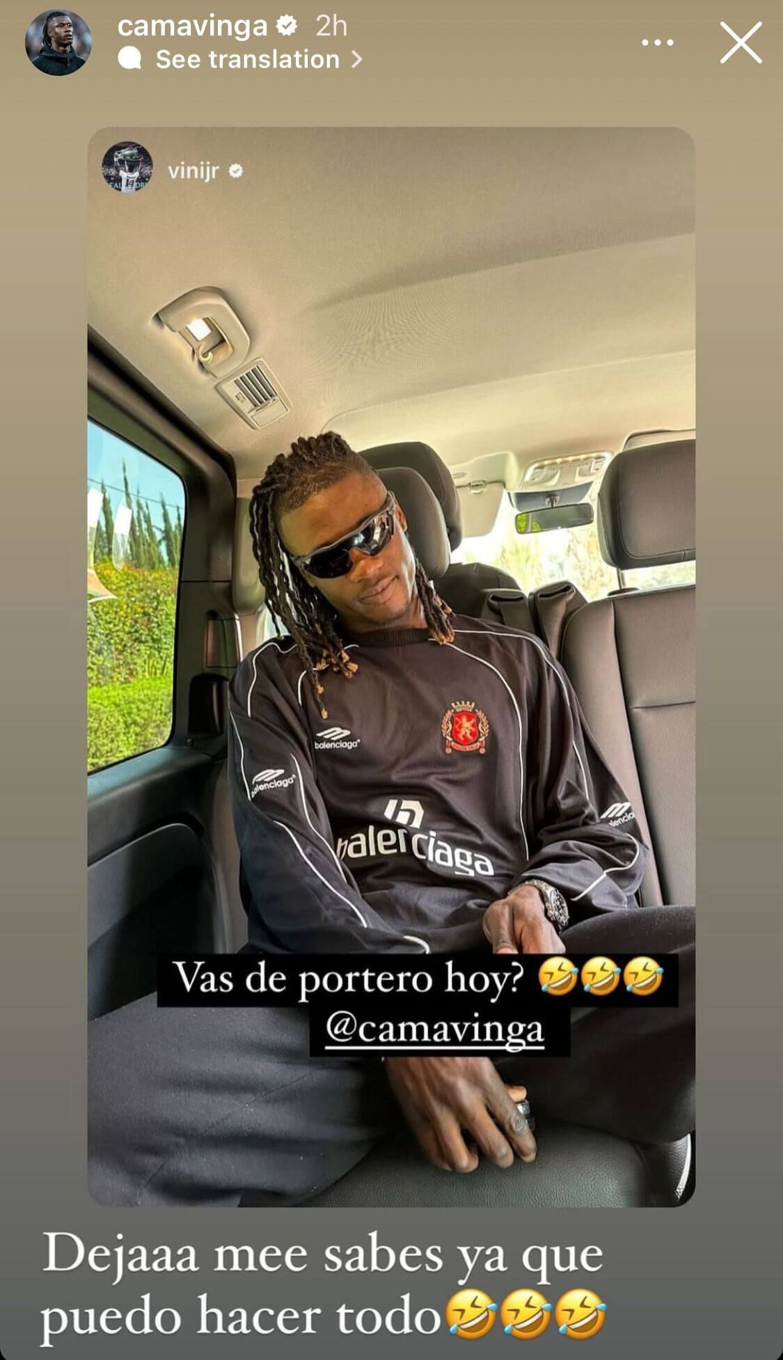  La respuesta de Camavinga al vacile de Vinicius (Captura: @camavinga).