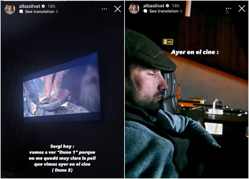 Las imágenes de Sergio Rico y Alba Silva en el cine (Fotos: @albasilva).