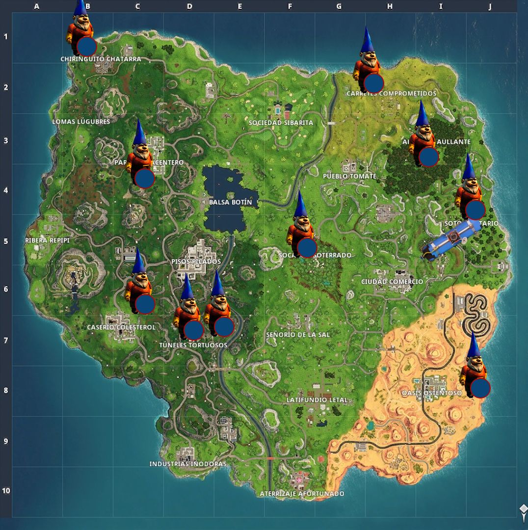  Las ubicaciones de los gnomos de Fortnite OG