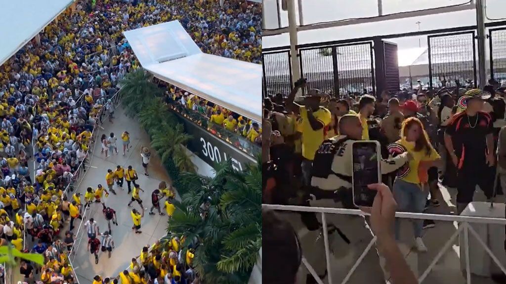  Avalanchas en el acceso al estadio de la final de la Copa América en Miami.
