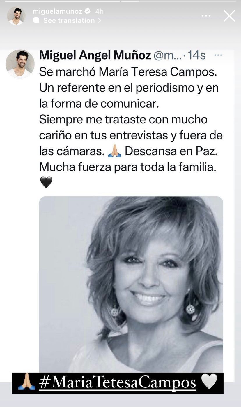  Miguel Ángel Muñoz se despide de María Teresa Campos (Redes sociales)