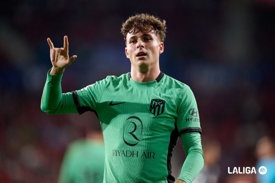Rodrigo Riquelme celebra su gol en el Osasuna-Atlético de Madrid.