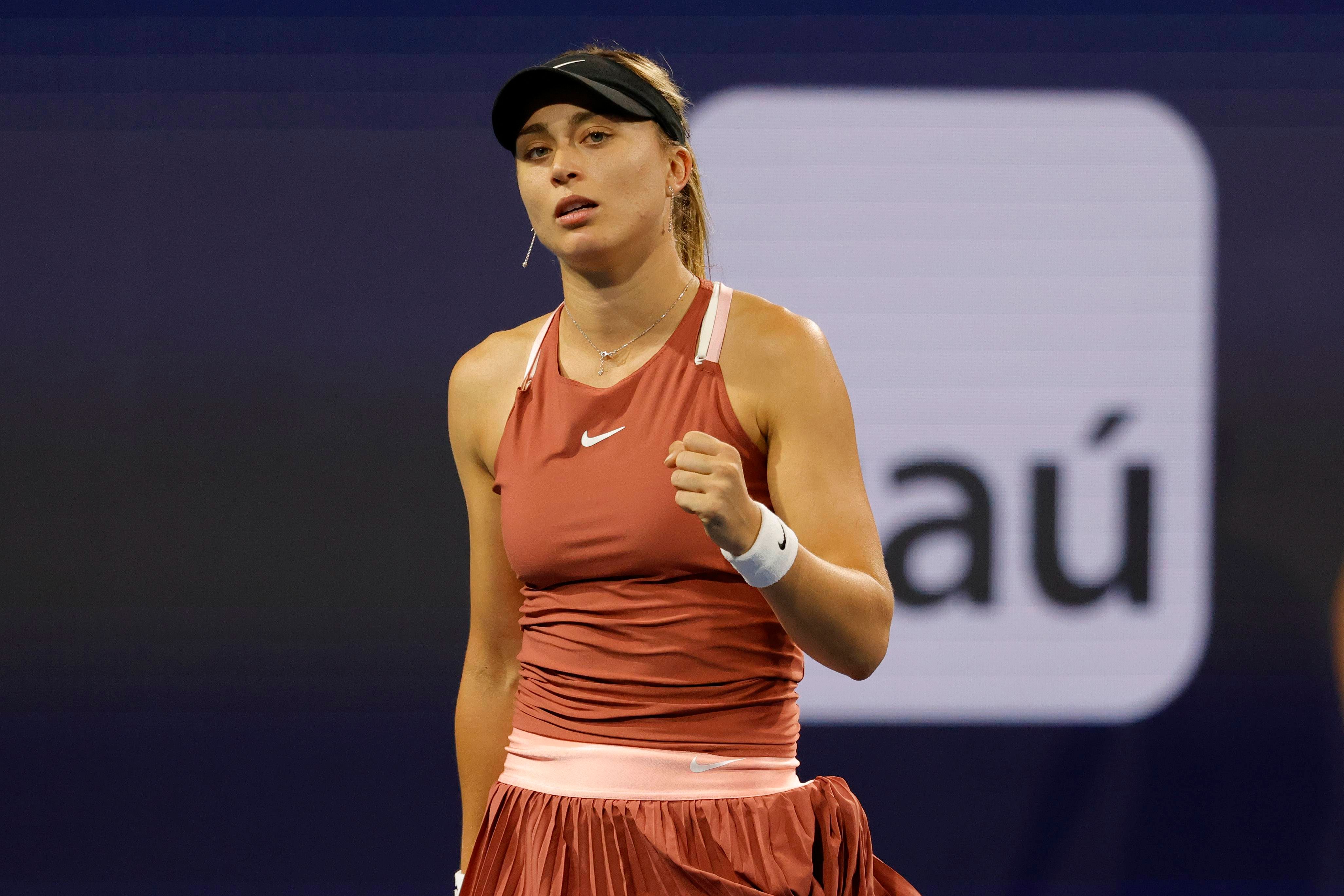  Paula Badosa, durante un partido en Miami 2022.