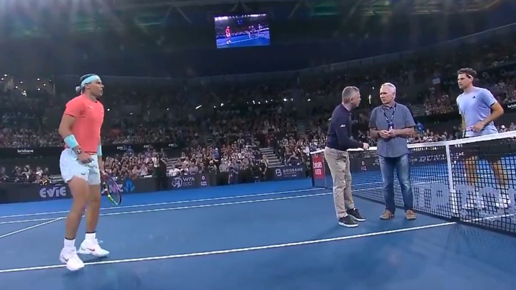  Rafa Nadal antes de su partido ante Dominic Thiem. (Fuente: @MovistarPlus)