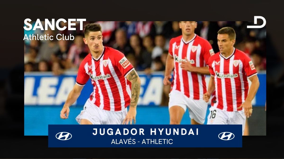  El navarro Oihan Sancet ha sido el jugador Hyundai en el Deportivo Alavés - Athletic Club.