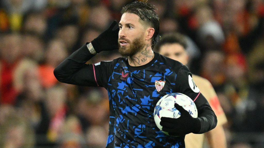Sergio Ramos tras anotar en Lens, en la Champions League (Cordon Press)