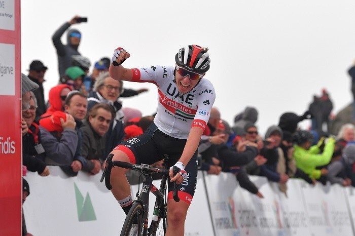 Tadej Pogacar, a su llegada a meta en La Vuelta.