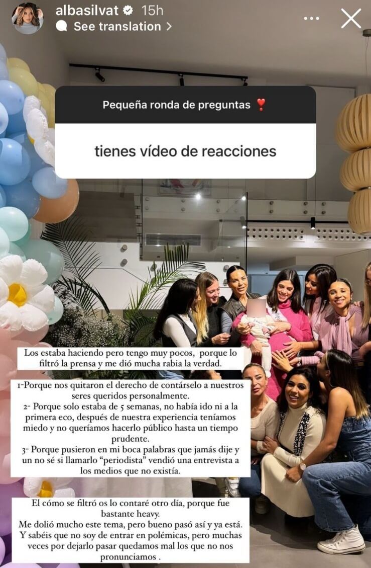  Alba Silva muestra en su Instagram su cabreo con la filtración del embarazo