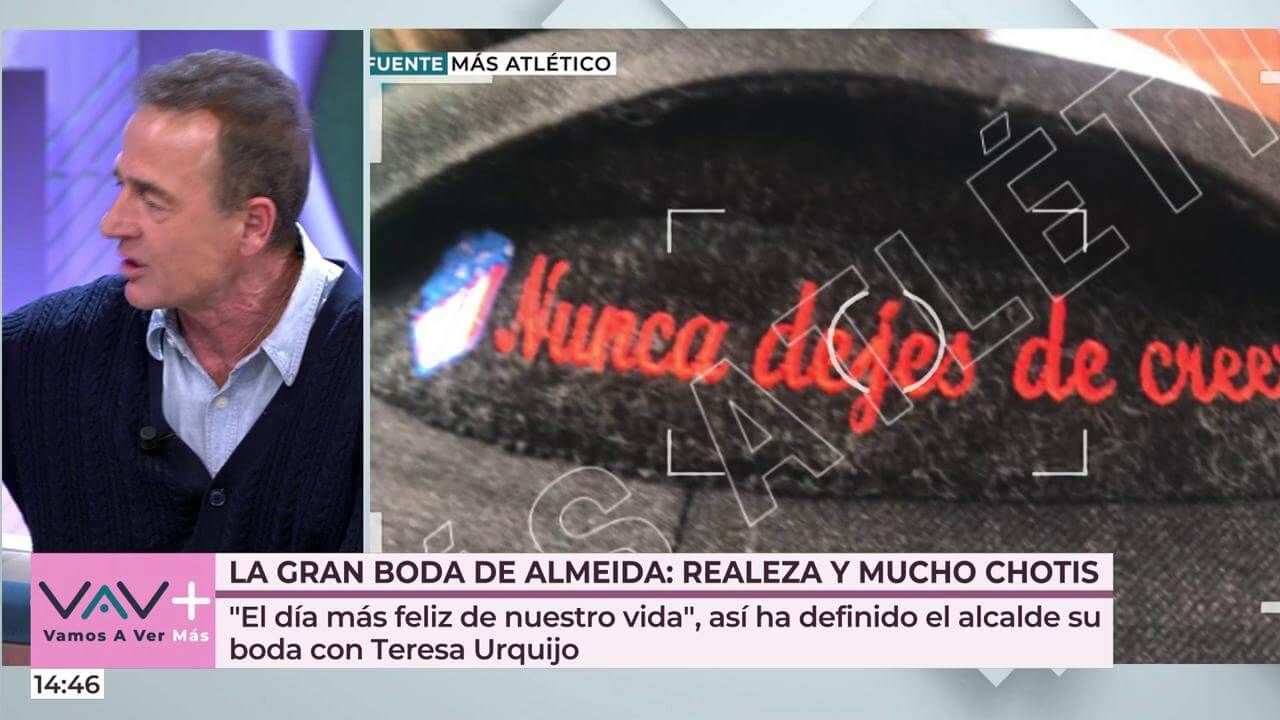  El detalle del traje de Almeida con el Atlético de Madrid presente