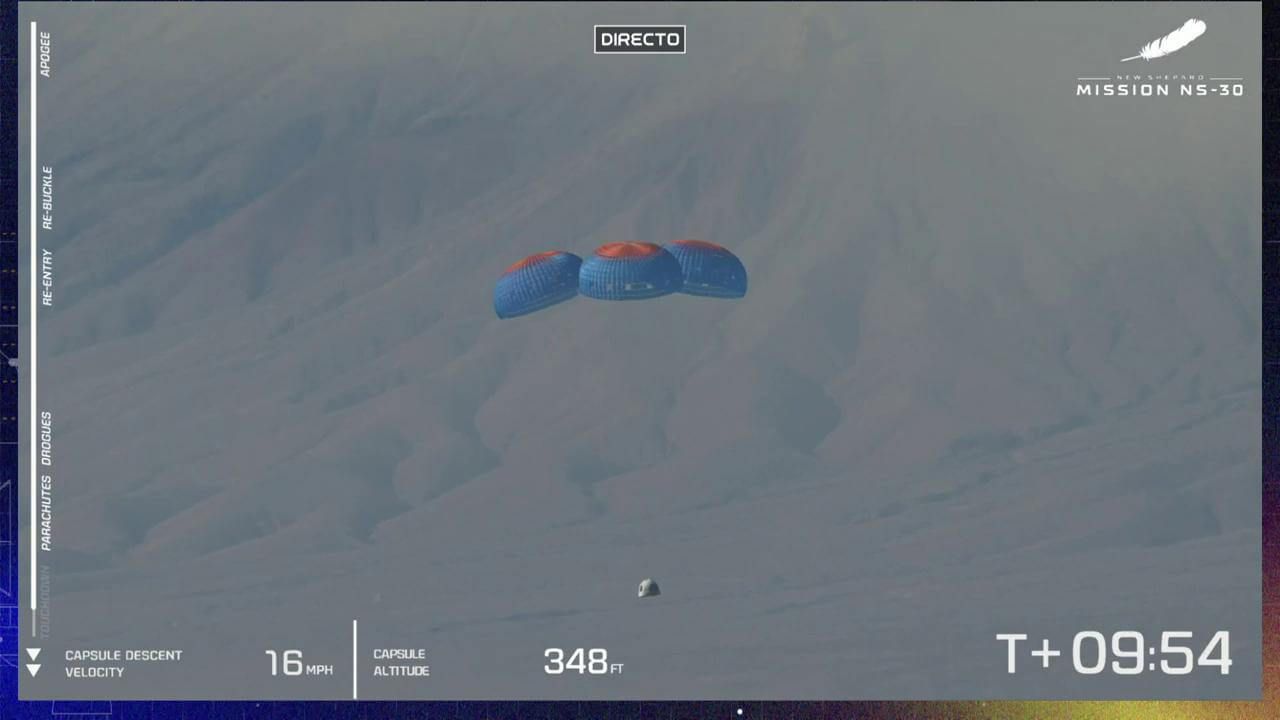 El aterrizaje de la cápsula del New Shepard (Mediaset)