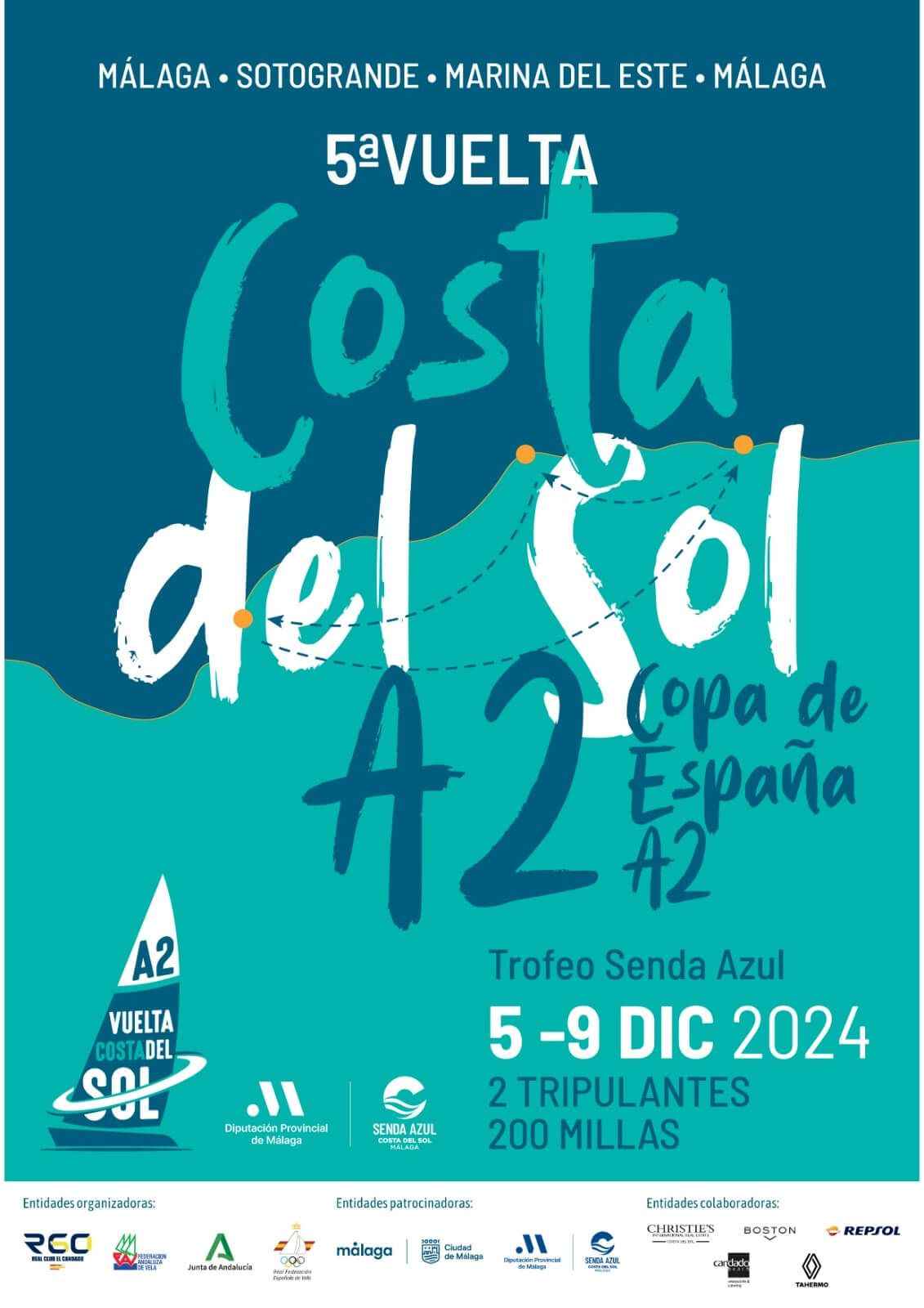  Cartel de la 5ª Regata Vuelta Costa del Sol A Dos, Trofeo Senda Azul.