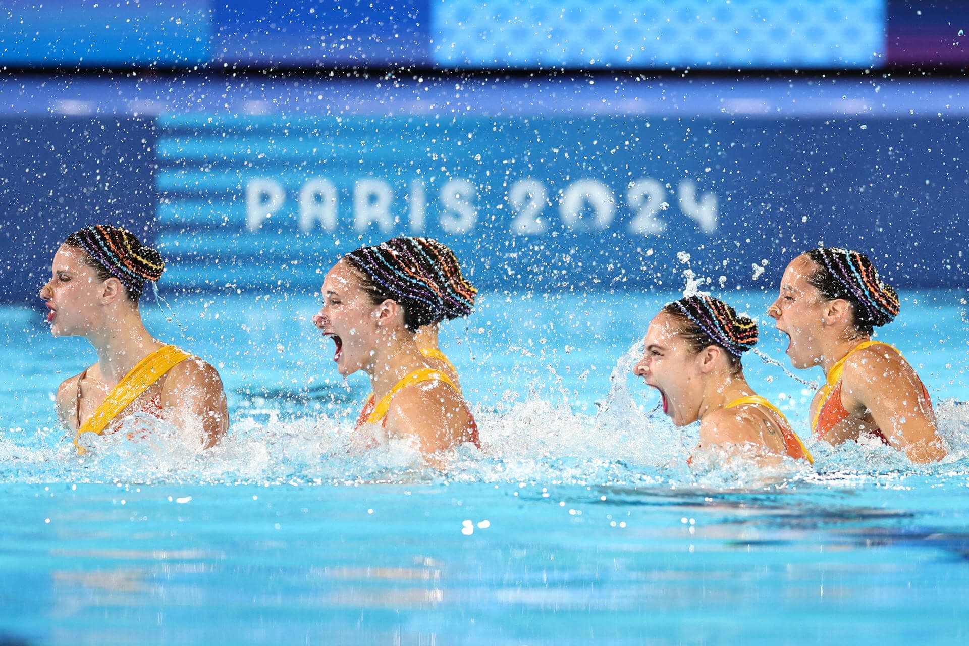  Las nadadoras del equipo español de natación artística.