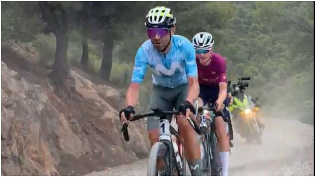  Alejandro Valverde, durante la disputa de La Indomable. (foto: MOvistar Team).