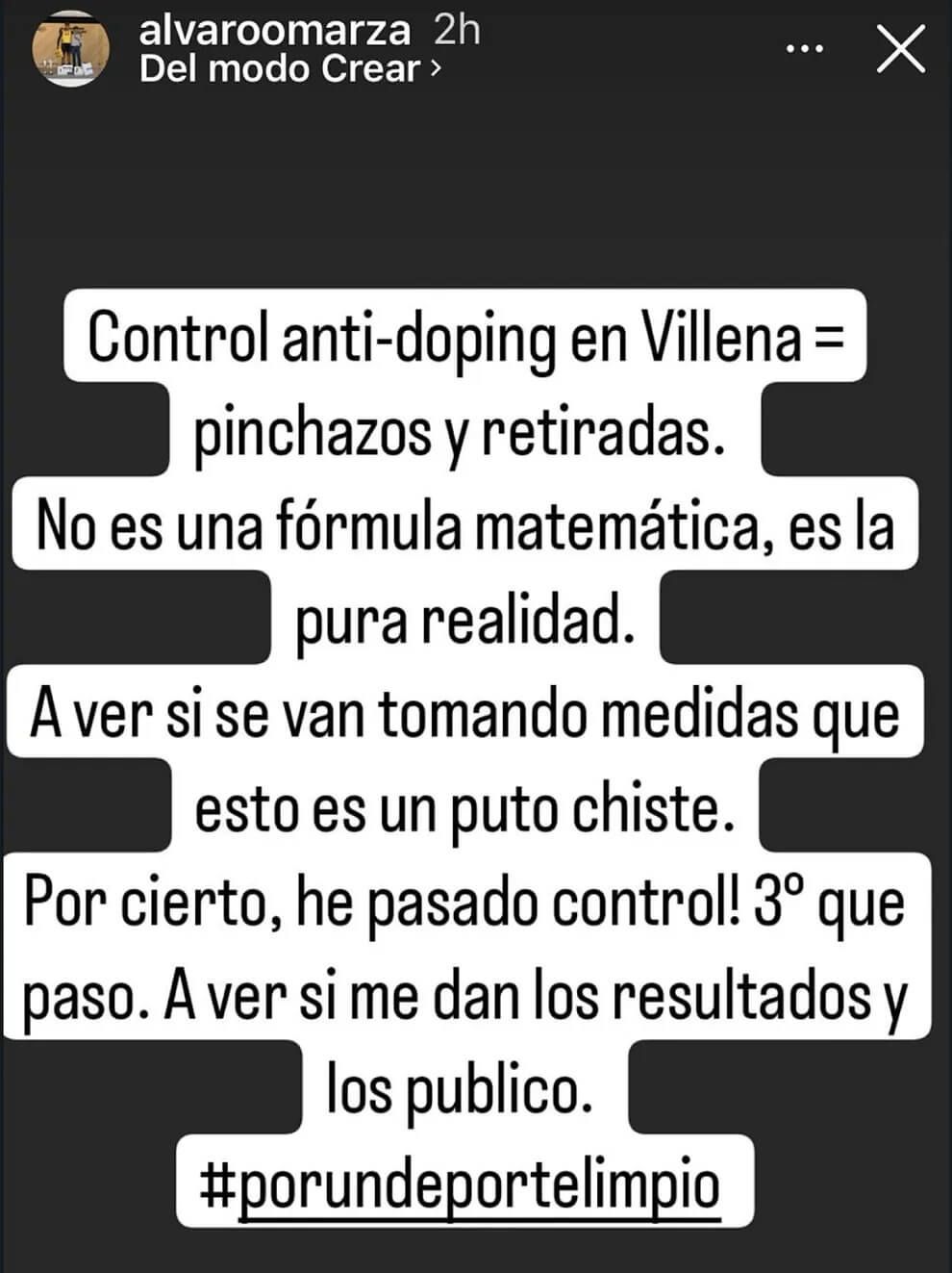 Alvaro Marza denuncia la retirada de varios ciclistas tras conocerse un control antidoping.