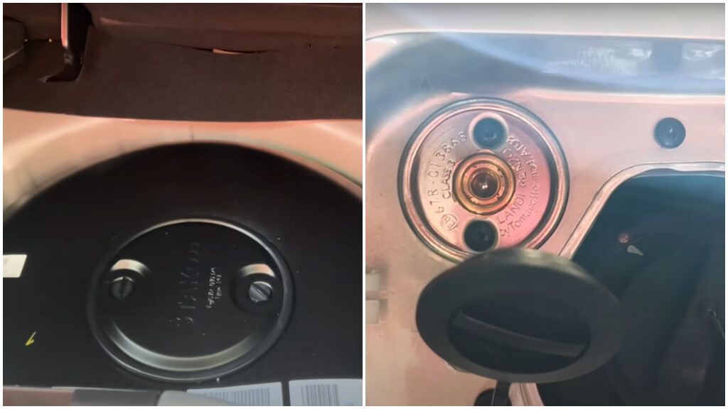  Ángel Gaitán muestra el depósito y la toma del GLP en el Dacia Sandero