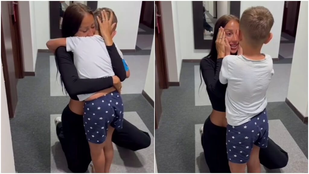 Aurah Ruiz en el reencuentro con su hijo (Instagram: @aurah.ruiz)