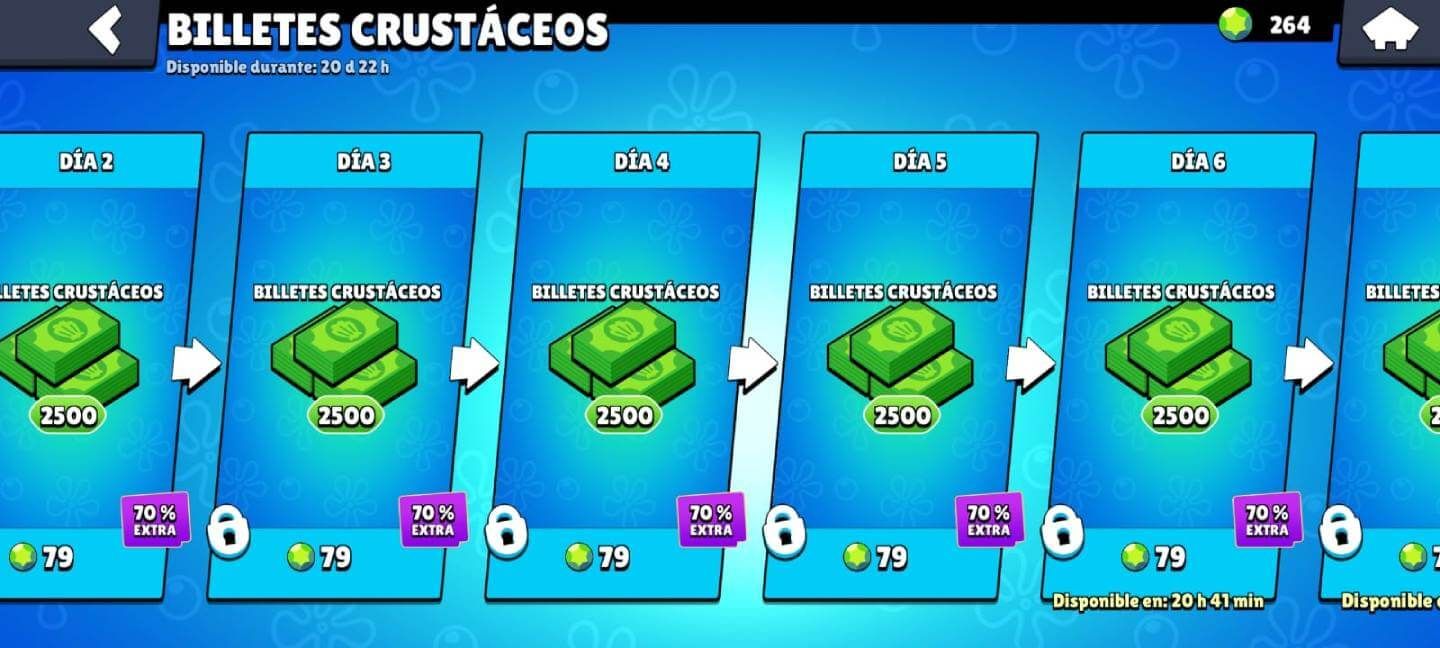  La compra de billetes crustáceos por gemas en Brawl Stars