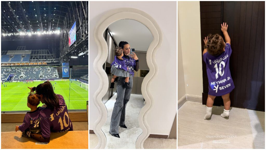  Bruna Biancardi y su hija apoyando a Neymar en el campo (Instagram: @brunabiancardi)