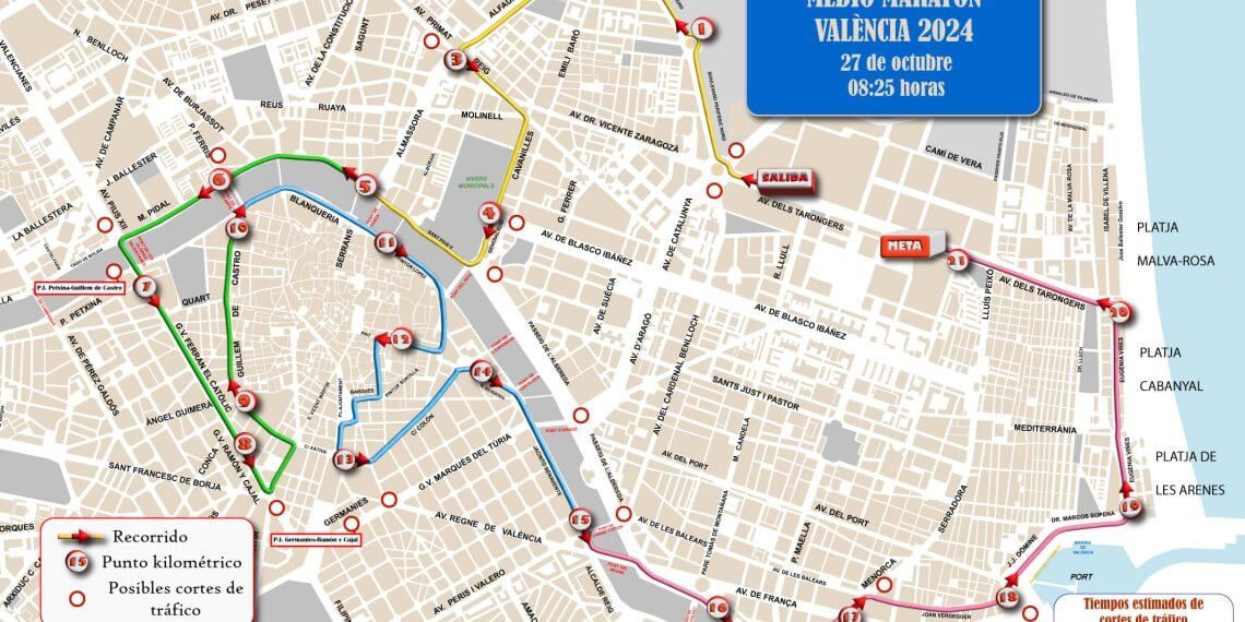  Calles cortadas y dispositivo especial para el Medio Maratón Valencia
