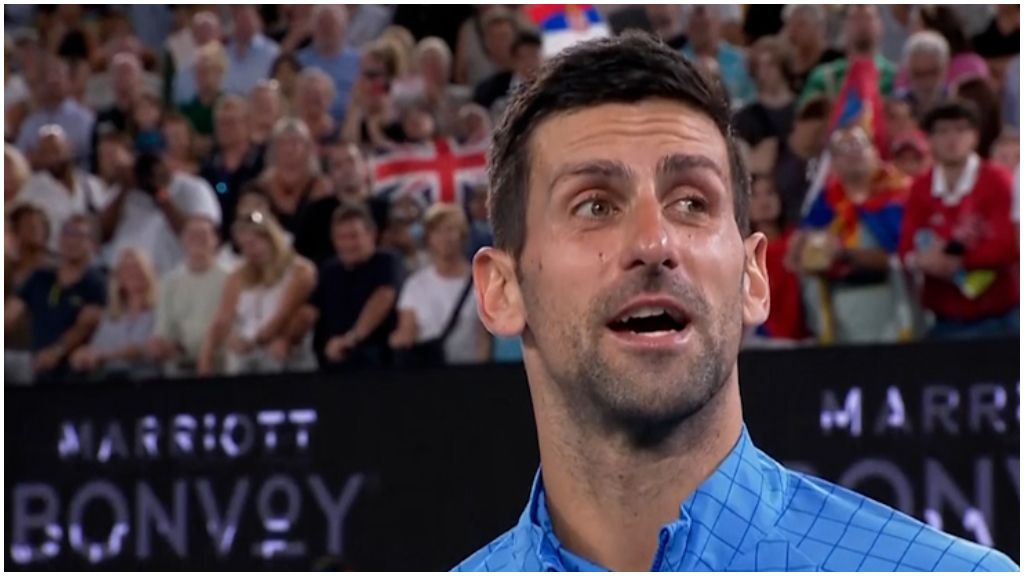  Djokovic, en la entrevista posterior al partido contra De Miñaur en el Open de Australia.