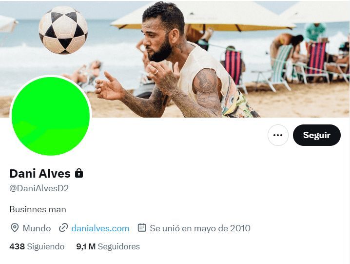  Captura del perfil de Dani Alves en X