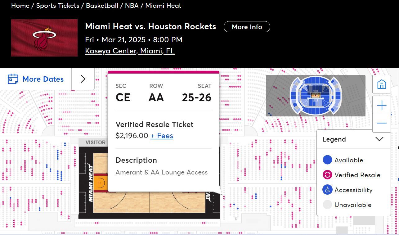 El precio de los asientos de Paula Badosa y Tsitsipas para ver a los Miami Heat