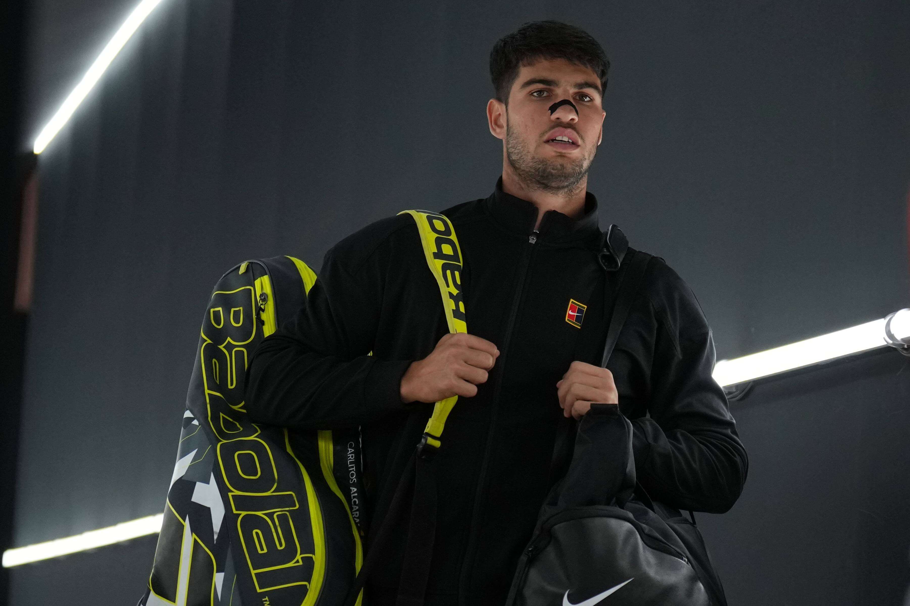  Carlos Alcaraz, antes de su partido ante Laslo Djere en Roma.