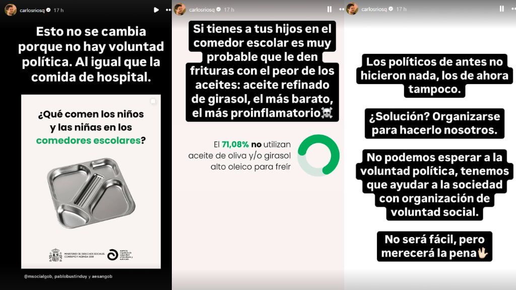 Capturas de historias de Instagram de Carlos Ríos