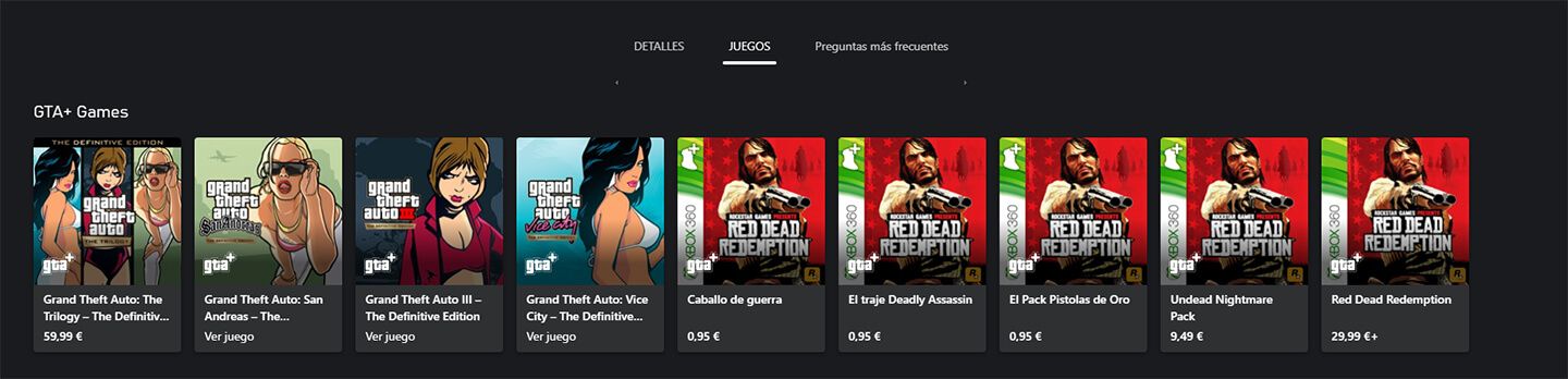 El catálogo de juegos incluidos en GTA+ de Rockstar Games