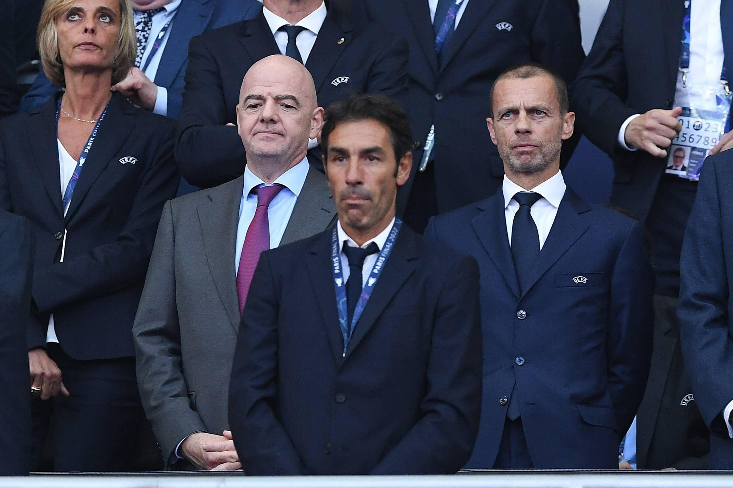  Ceferin e Infantino, en el palco para la final de la Champions.