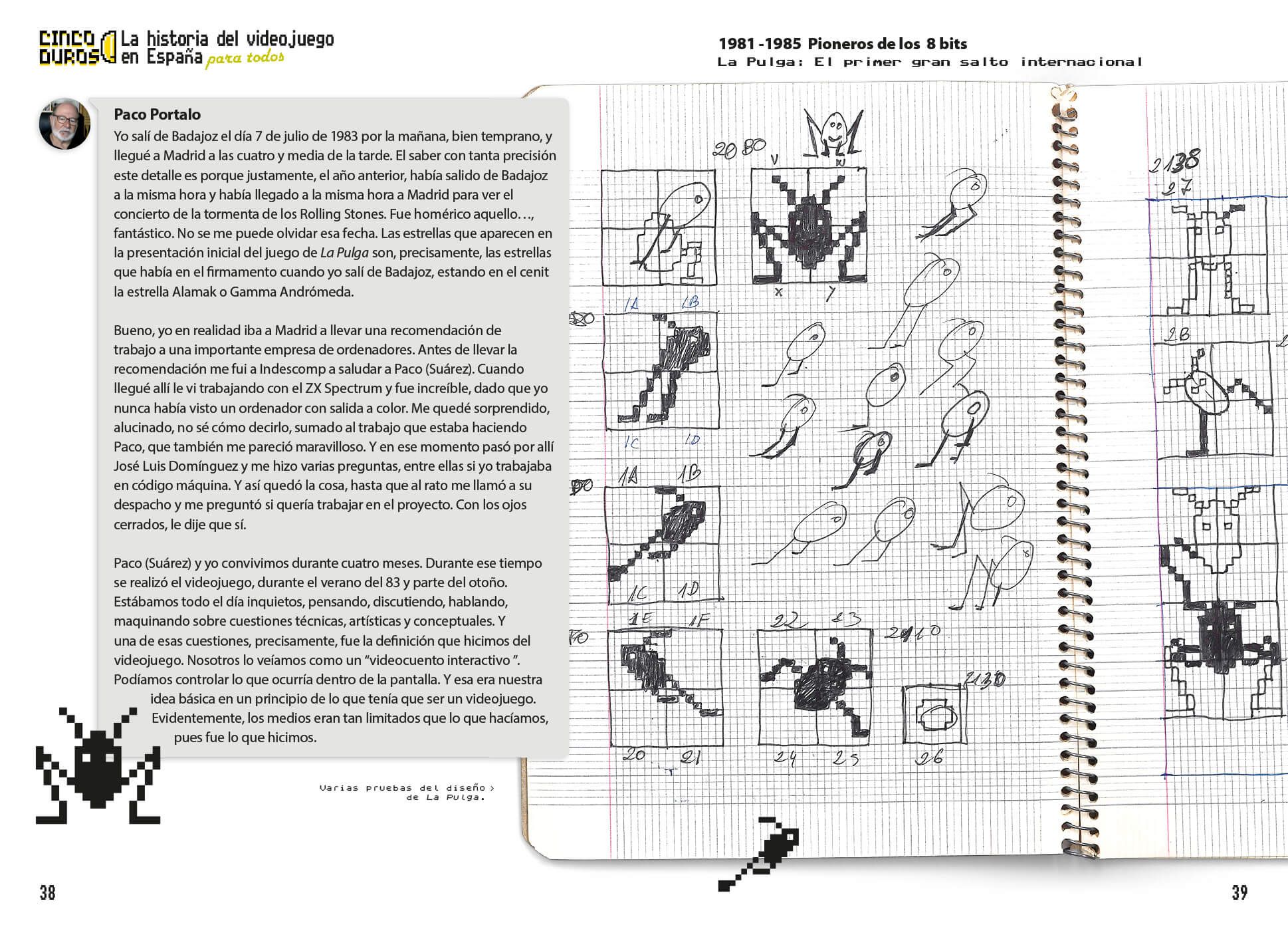  Bocetos de 'La Pulga', el primer videojuego español.