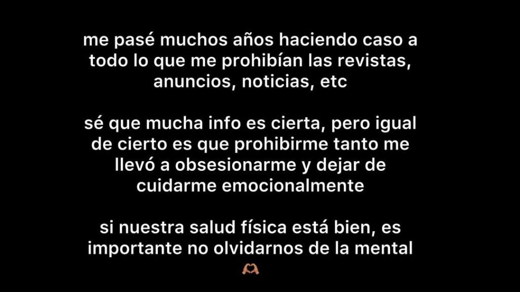 Confesión de Paula Gonu en Instagram sobre su relación con la comida