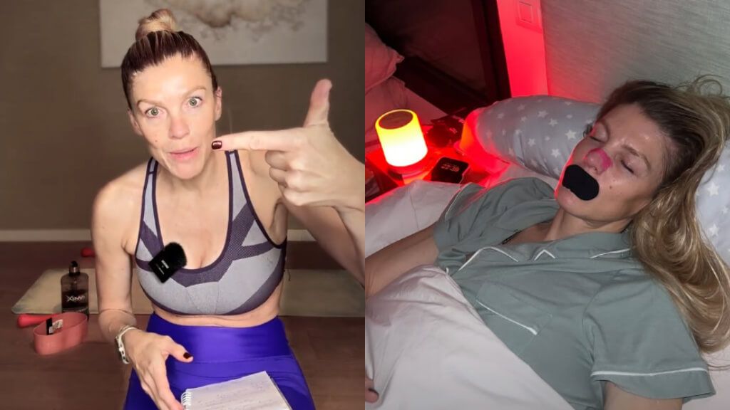 Fotomontaje de Crys Dyaz en un directo de Instagram (izquierda) y de Crys Dyaz durmiendo (derecha)