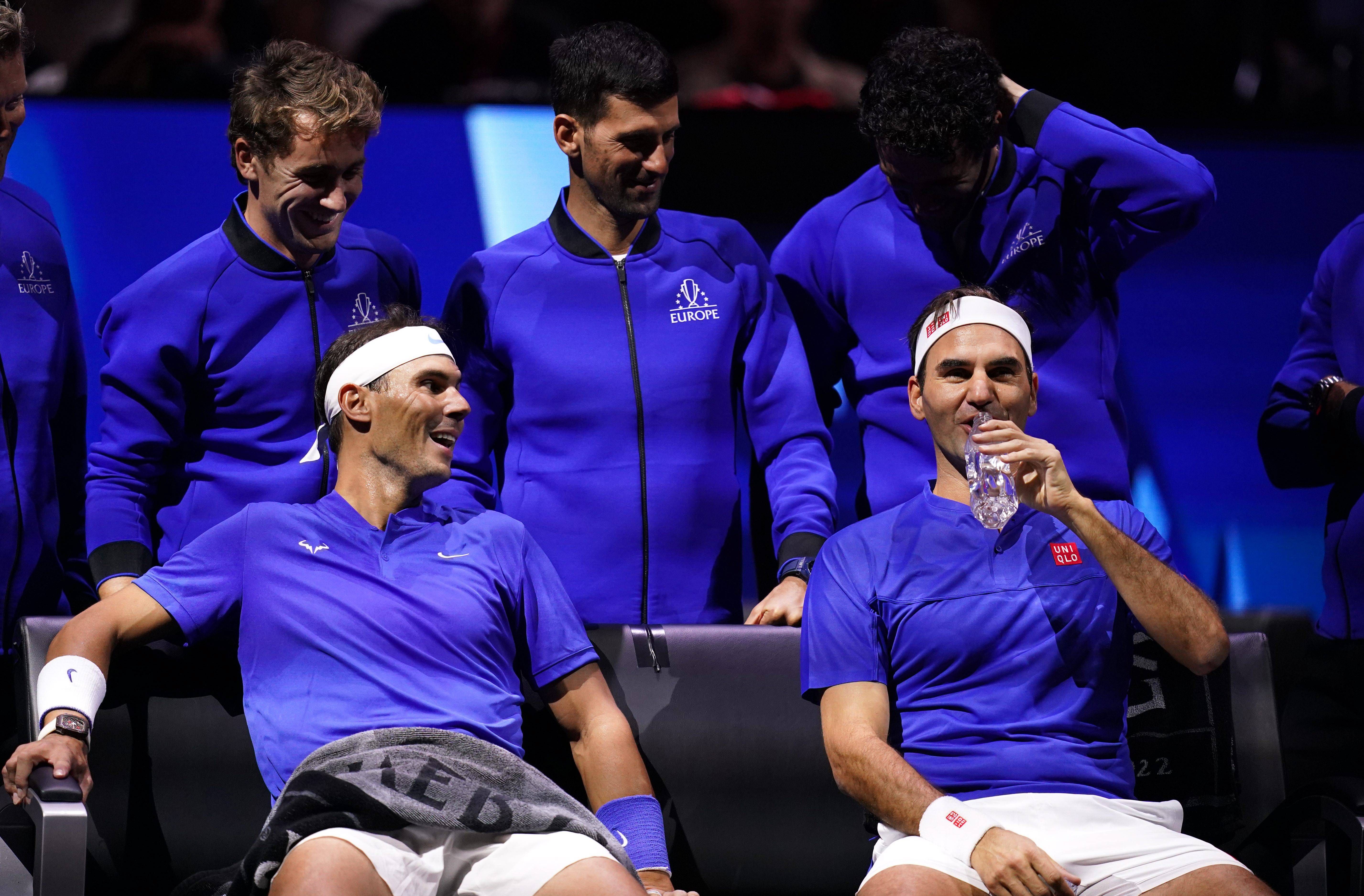  Rafa Nadal, Novak Djokovic y Roger Federer, en la despedida del suizo