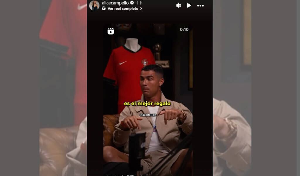  Alice Campello comparte una reflexión de Cristiano Ronaldo